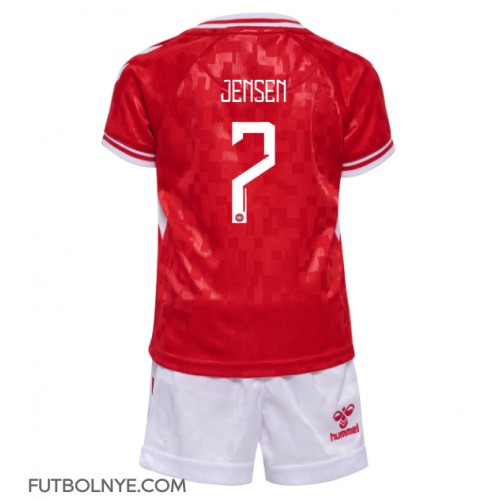 Camiseta Dinamarca Mathias Jensen #7 Primera Equipación para niños Eurocopa 2024 manga corta (+ pantalones cortos)